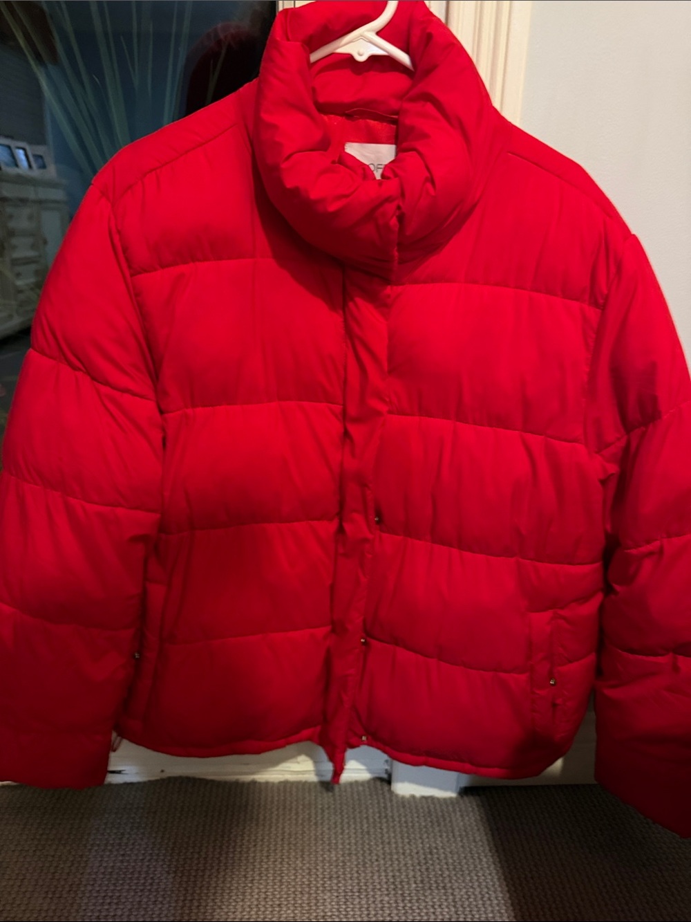 LOFT Red Quilted Puffer Jacket